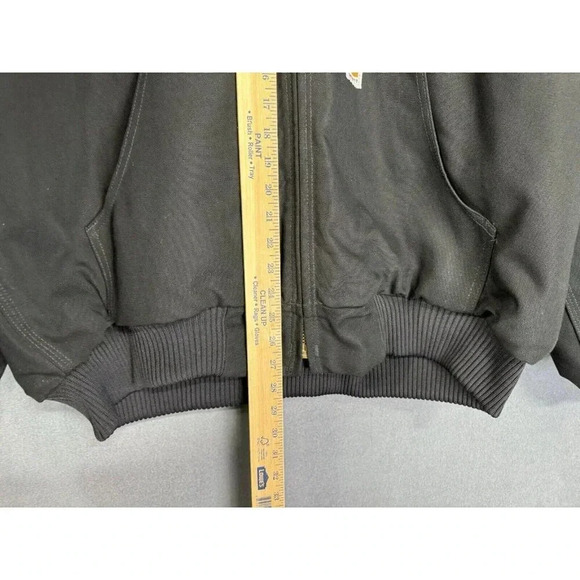 Carhartt Hooded Duck Jacket XL Black Huntsman Quilted Lined Blaze Orange Plaid - Picture 8 of 9